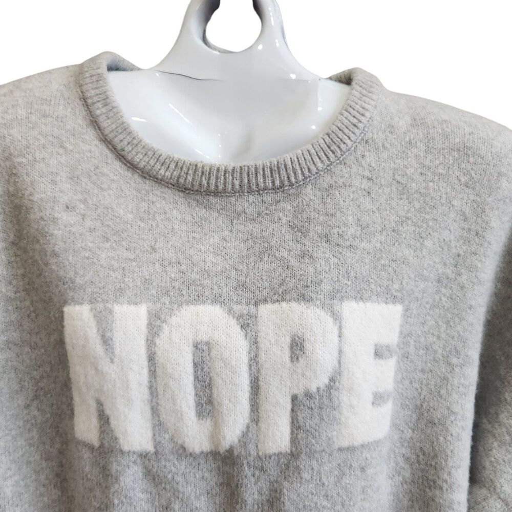 No Boundaries Y2K NWOT Gray NOPE Graphic Intarsia Knit Crop Sweater S Mall Goth